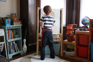 little boy painting